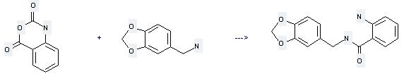 1,3-Benzodioxole-5-methanamine can react with 1H-Benzo[d][1,3]oxazine-2,4-dione to get 2-Amino-N-benzo[1,3]dioxol-5-ylmethyl-benzamide. 